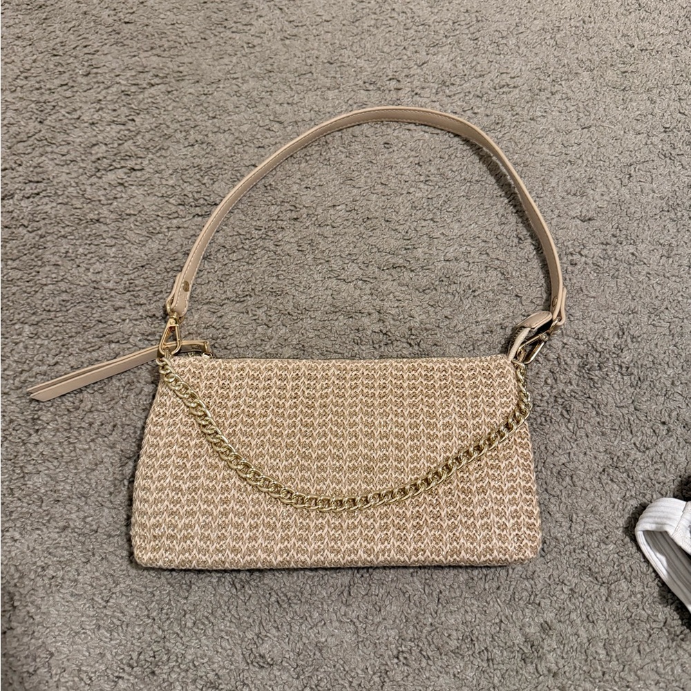 Forever 21 Gold & Tan Chain Shoulder Bag